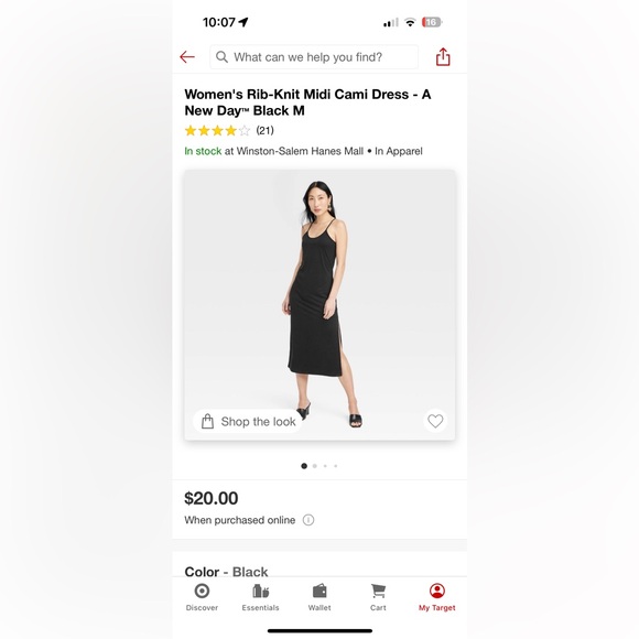 Women's Rib-Knit Midi Cami Dress - A New Day™ Black M - Picture 4 of 4